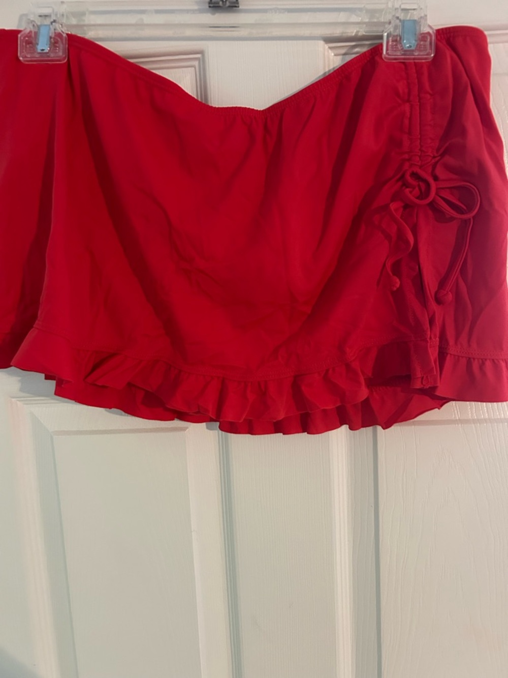 Tropical Escape Bright Red Swim Skirt with Ruffle Trim